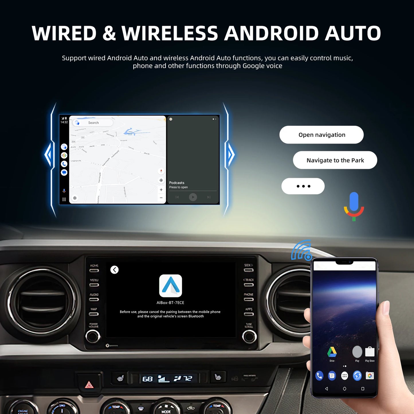 AI Wireless CarPlay/AndroidAuto 4-in-1 (+screen mirroring)